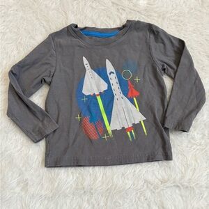 Tea Collection Boy’s Gray Long Sleeve Tee with Cool Rocket Graphic